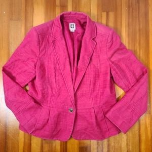 Anne Klein Pink Cotton Linen Blazer Size 14